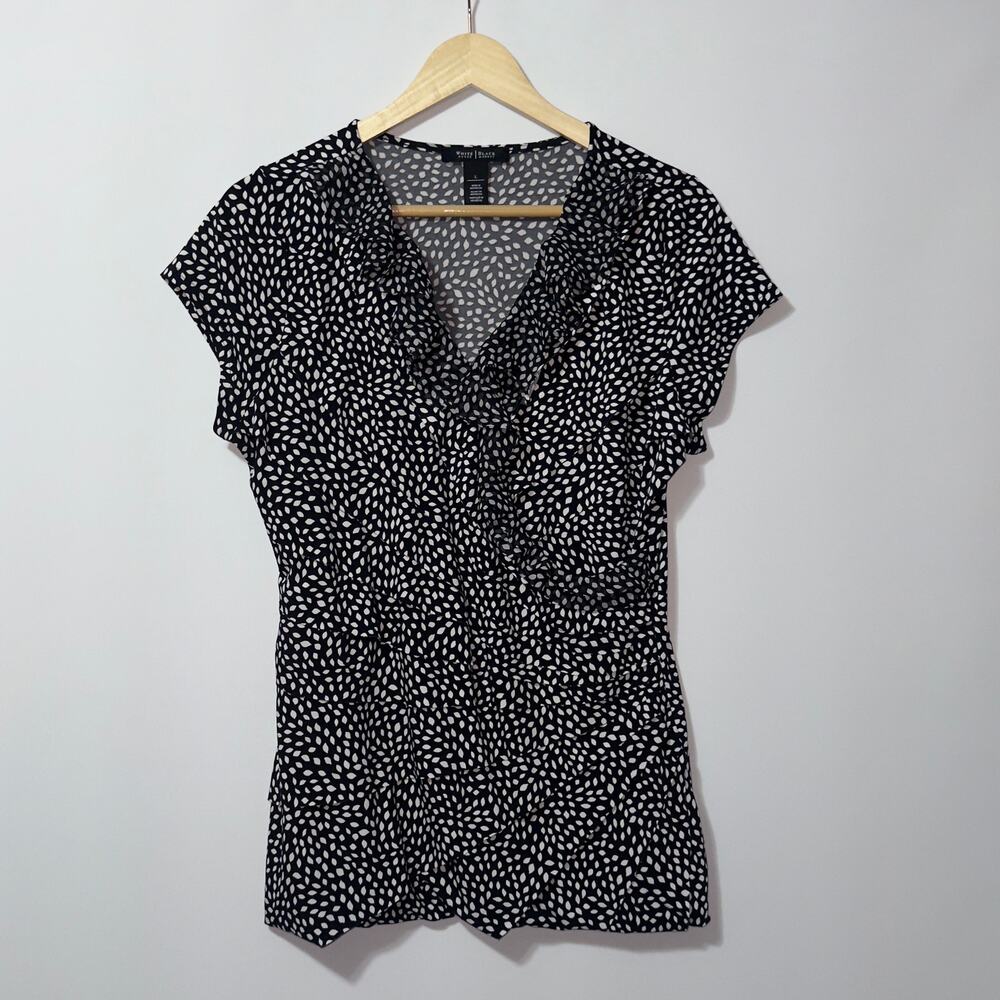 White House Black Market Chiffon ruffled Top women’s size large